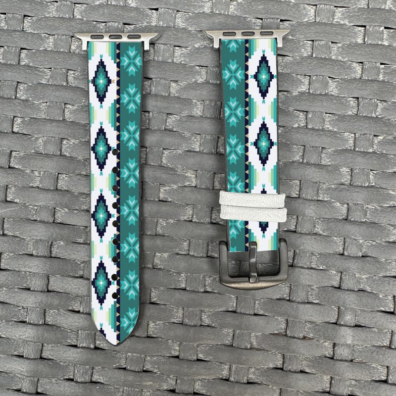 薄荷绿民族图案 Apple Watch 潮流硅胶表带 -cr53 - 表带 - 硅胶 多色