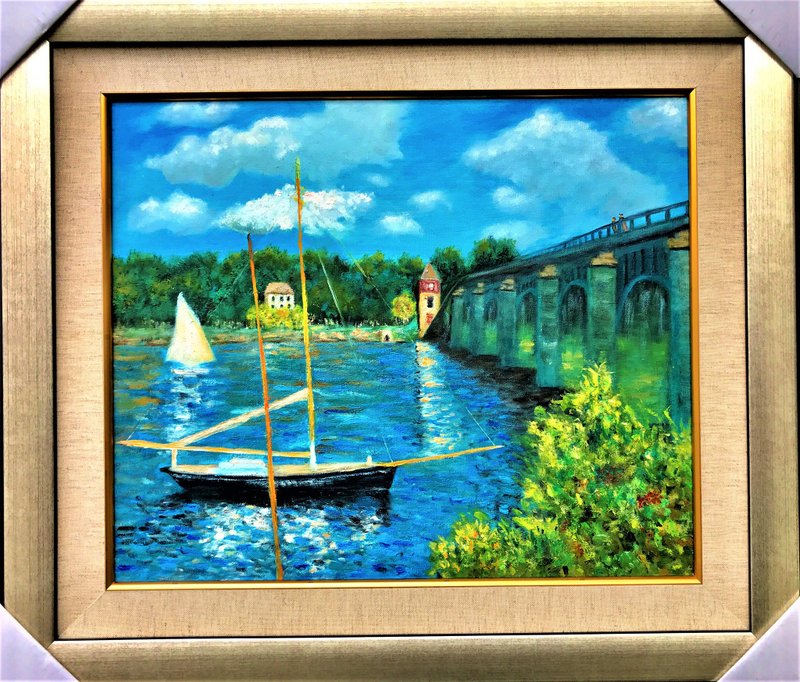 手工油画  河畔 包邮  挂画壁画 装饰画 疗愈画 背景墙画 欧式油 - 海报/装饰画/版画 - 棉．麻 多色