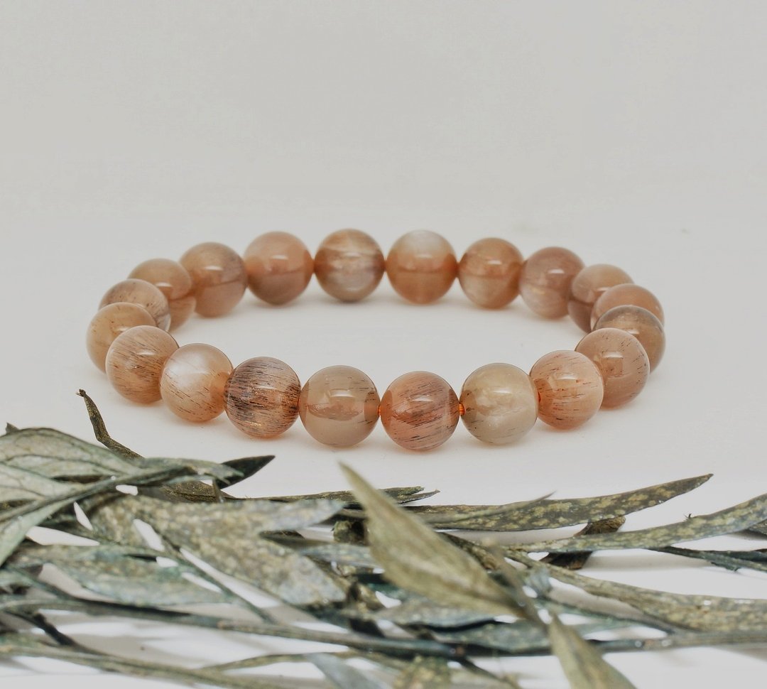 黑骨干太阳石 9.8mm 水晶手链  Black Sunstone 9.8mm Bracelet - 手链/手环 - 水晶 