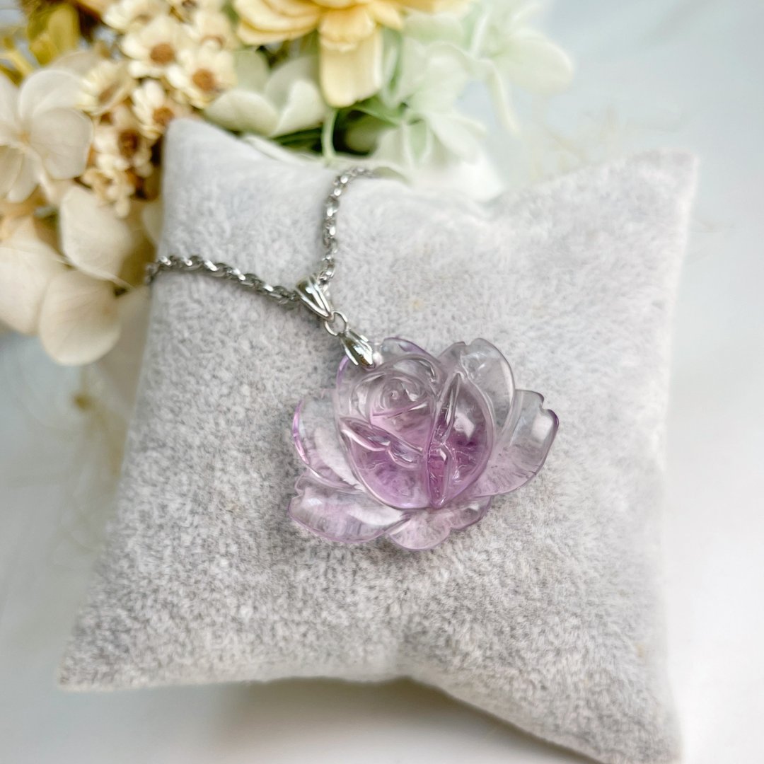 绽放的美丽/贵人运-紫晶玫瑰花项链 - 项链 - 水晶 