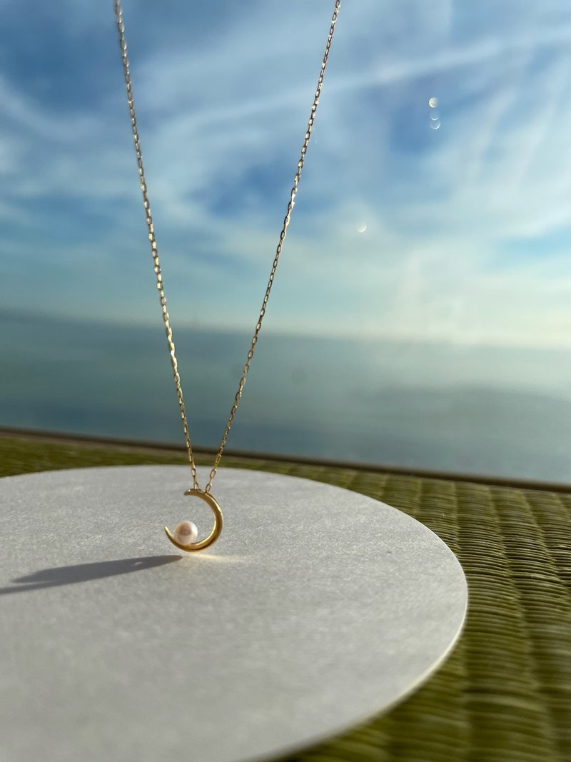 月光女神项链 - 18K纯金日本Akoya珍珠项链 - 项链 - 贵金属 金色