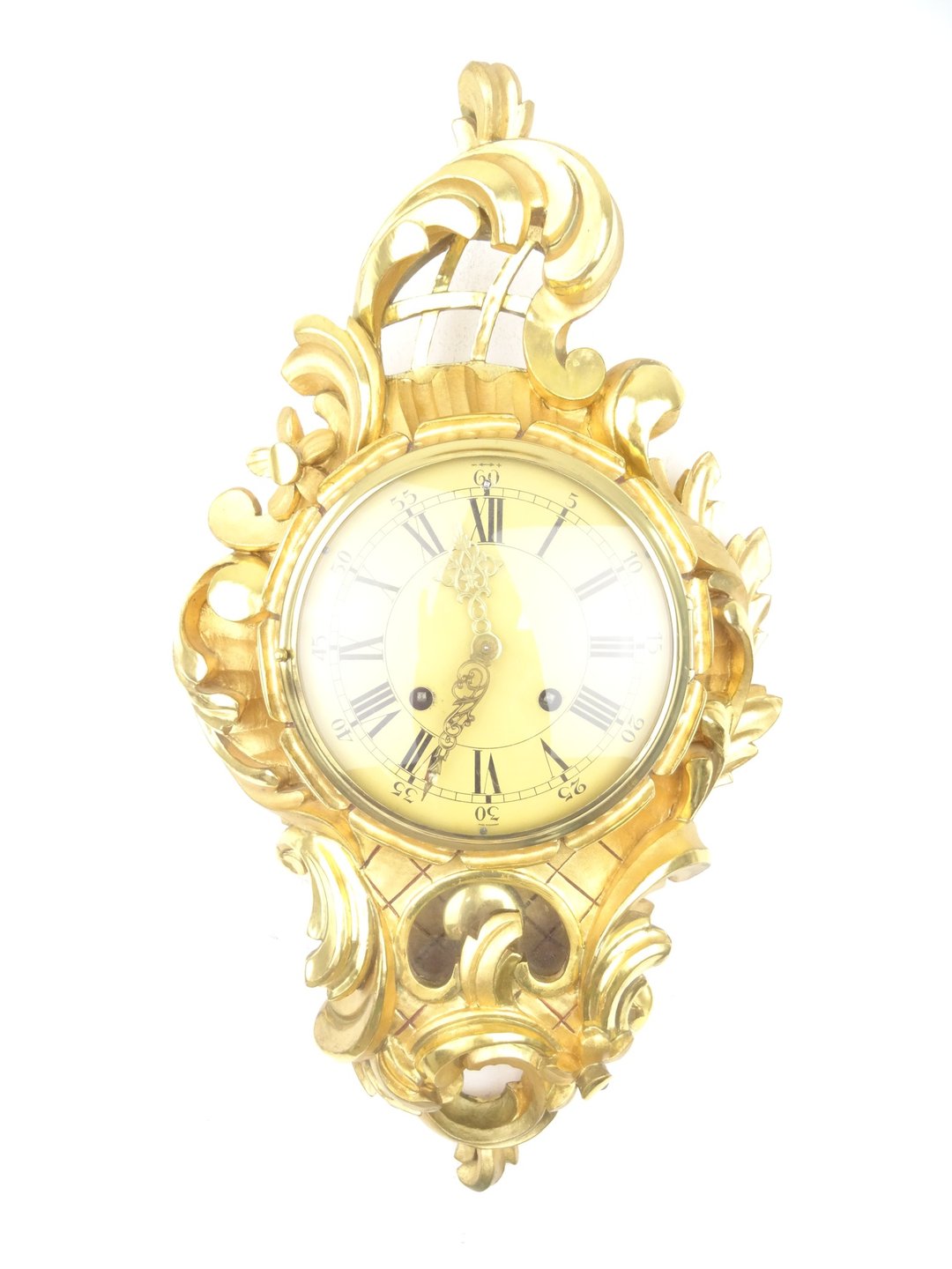 Swedish Vintage Gustavian Antique Wall Clock Mid Century (Mora era) - 时钟/闹钟 - 木头 金色