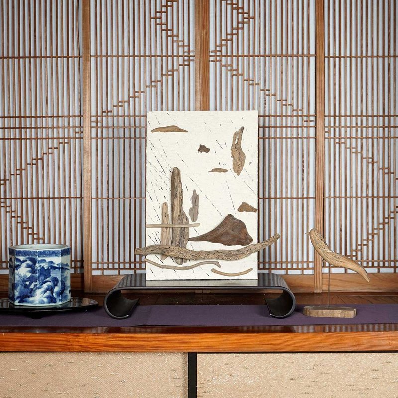 浮木山水画。用浮木艺术将自然风光带入您的房间。墙面装饰画，日式风景画，中式风景画。 4 - 墙贴/壁贴 - 木头 咖啡色