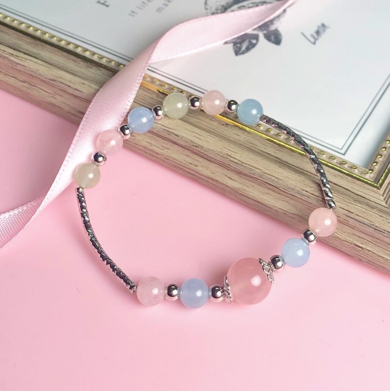 粉晶 摩根石 水晶手链 天然石 生日礼物 爱情运 恋爱运 - 手链/手环 - 水晶 多色