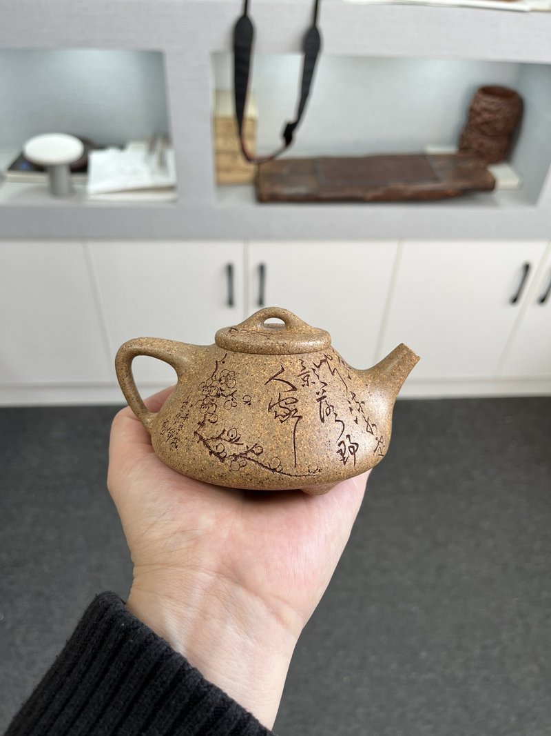 紫砂壶小子冶 现货实拍 超高温十号表烧制 透气性好 经典正宗  刻 - 茶具/茶杯 - 陶 灰色