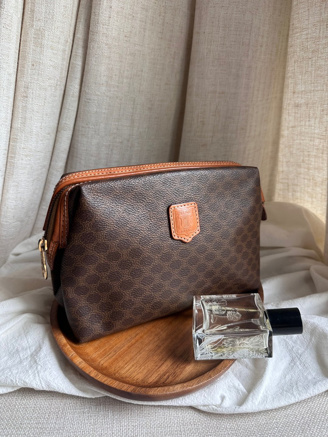 中古包Vintage Celine 棕花化妆包斜背包 - 侧背包/斜挎包 - 防水材质 