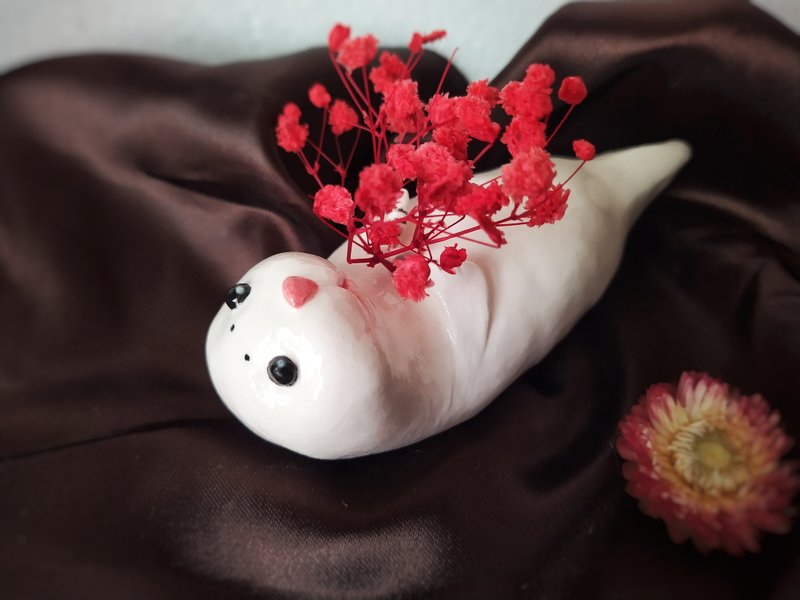 我就是很可爱系列  海豹宝宝花器 - 花瓶/陶器 - 瓷 白色