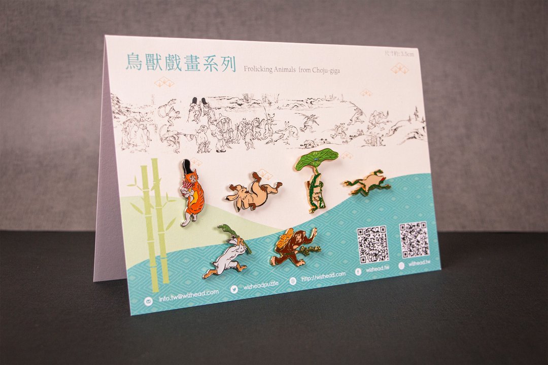 【金属徽章】鸟兽戏画-收藏组 6入 | 日本名画 古老漫画 - 徽章/别针 - 其他金属 多色