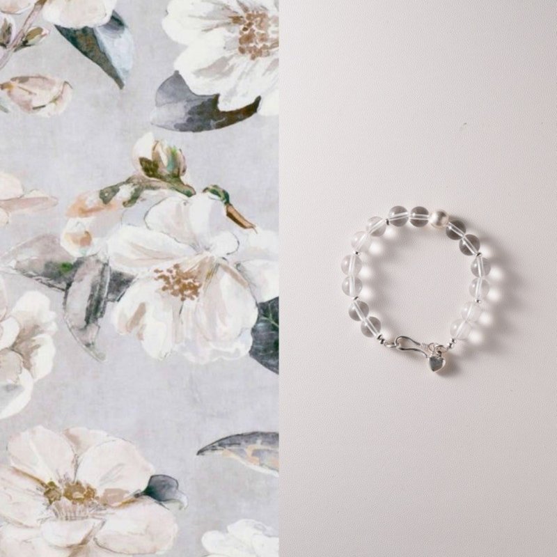 山萘Shannai原创月白风清清冷感白水晶纯银手链手串 - 手链/手环 - 水晶 白色