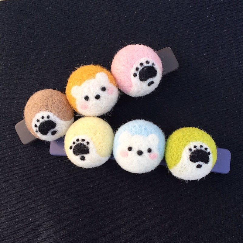 羊毛毡缤纷三圆圈北极熊发夹 弹簧夹 - 发饰 - 羊毛 黑色