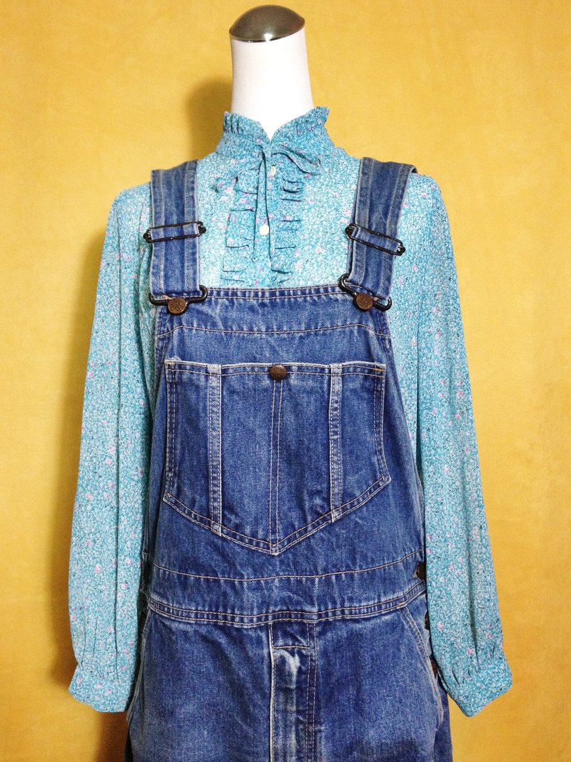 乒乓古着 [ 古着裤/ BIG JOHN刷色精致扣头厚磅牛仔工作裤 ] 国外带回 品牌 吊带裤 - 背带裤/连体裤 - 棉．麻 蓝色