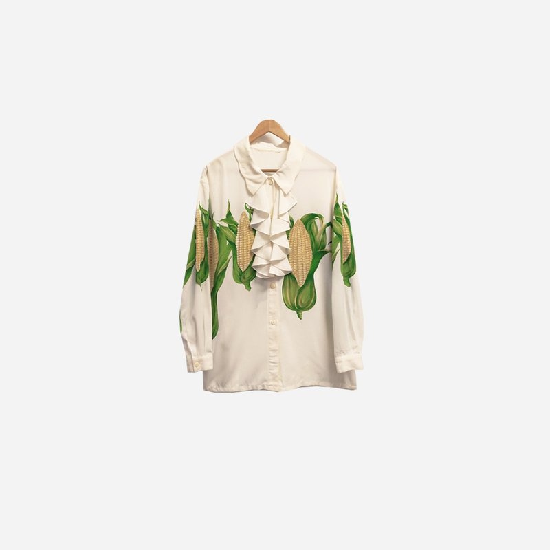 古着印花荷叶领白衬衫 430 - 女装衬衫 - 其他材质 白色