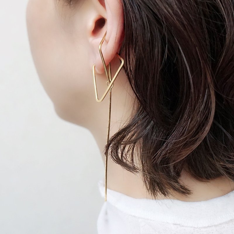 耳套模具黄铜蛇链 2way - 耳环/耳夹 - 铜/黄铜 金色