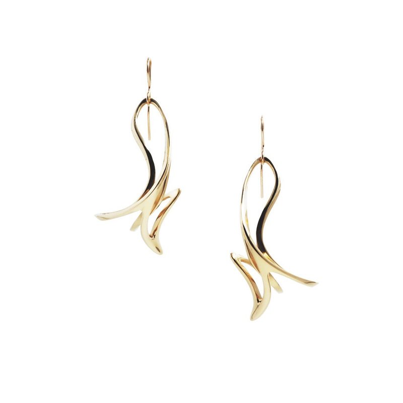 Mahuika Earrings // 火神耳环 // 抛光黄铜 - 耳环/耳夹 - 其他金属 金色