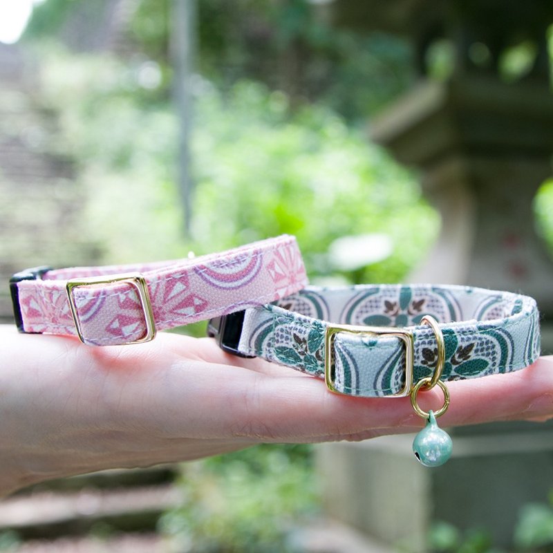 海棠窗花系列-猫项圈 狗项圈 定制化尺寸 刻字服务 吊牌 - 项圈/牵绳 - 棉．麻 