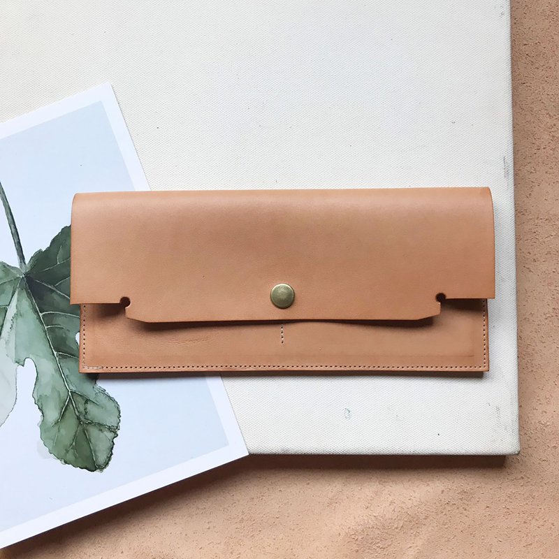 版师风格长夹_超薄极简4卡层_双钞票层(可放置零钱)_浅棕 - 皮夹/钱包 - 真皮 橘色