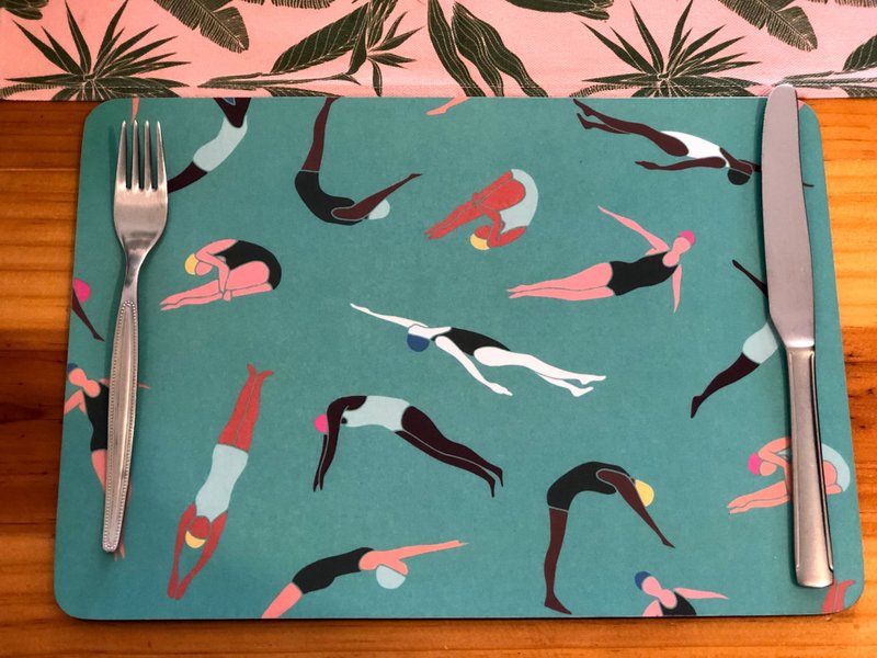 aLoveSupreme南非手绘美耐皿万用隔热餐桌垫_徜徉大海中(湖水绿) - 餐垫/桌巾 - 其他材质 