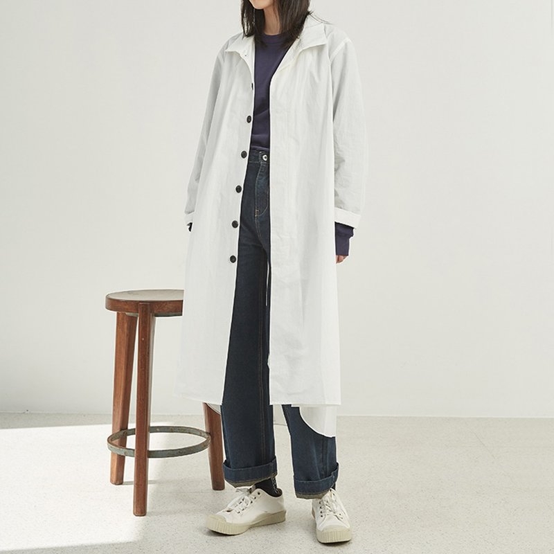 高品質纯棉长风衣式衬衫 I Cotton Gather Sleeve Coat - 女装西装外套/风衣 - 棉 
