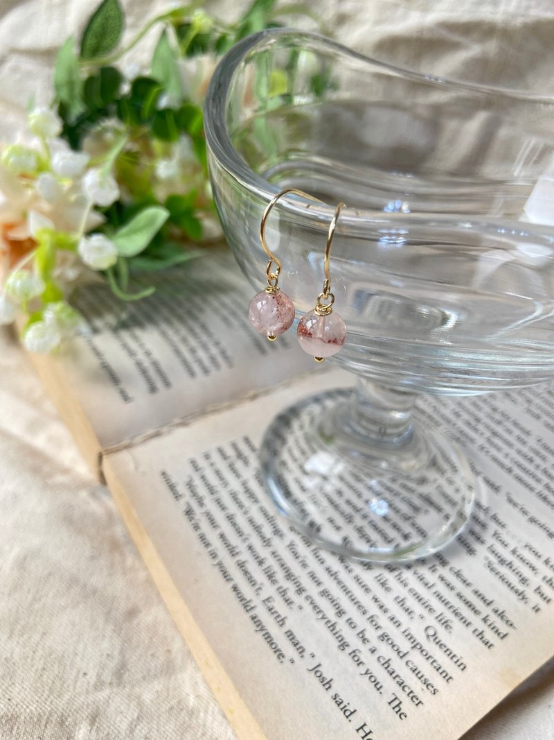 招财。超七金草莓 水晶耳环 - 耳环/耳夹 - 水晶 红色