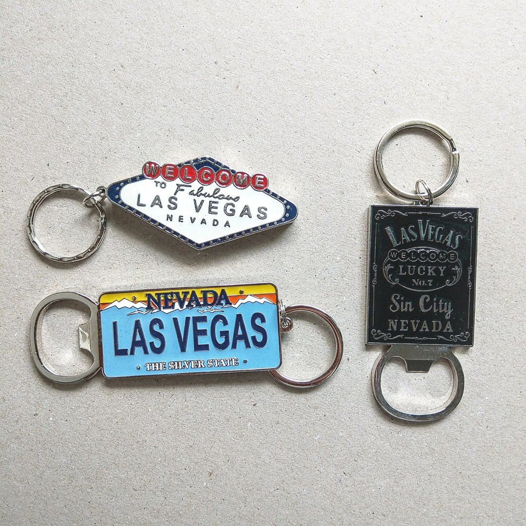 美国纪念品 | LAS VEGAS限定开瓶器钥匙圈/吊饰(3款) - 开瓶器/开罐器 - 其他金属 银色