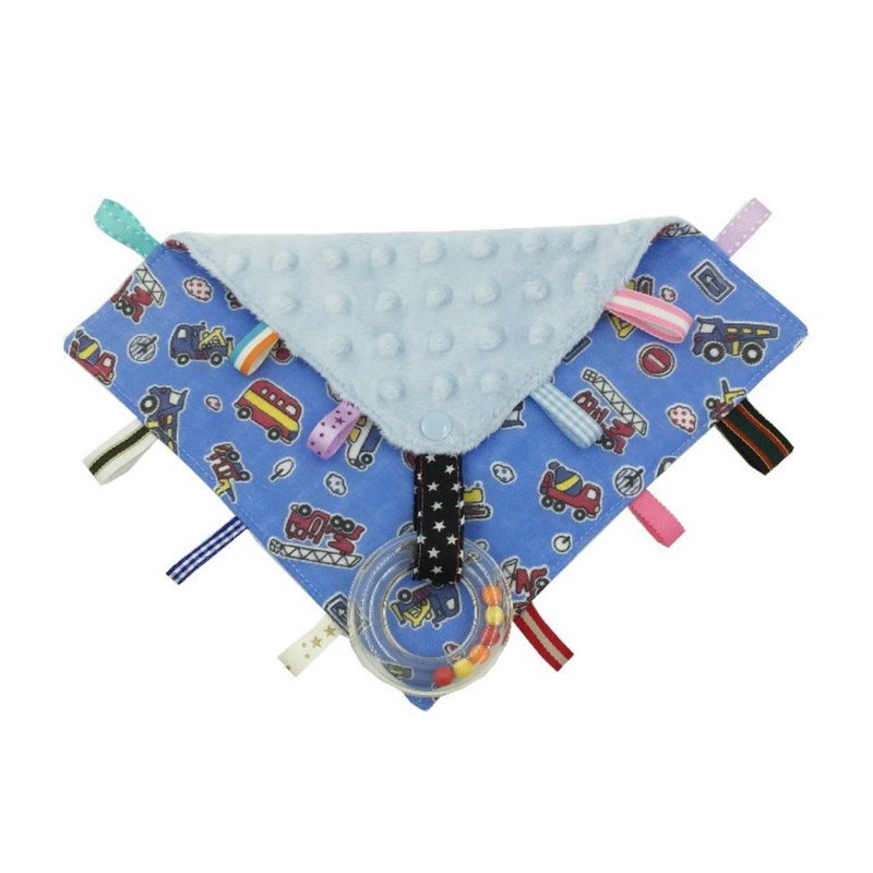 F25-手工2合1手摇铃标签安抚巾 可当奶嘴链 日本二重纱X2倍=4层 - 围嘴/口水巾 - 棉．麻 