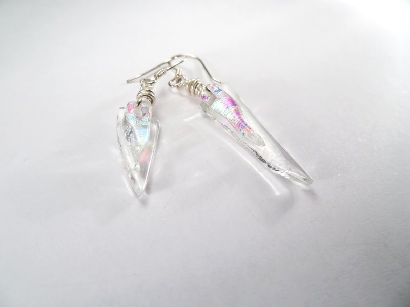 耀眼琉璃垂坠耳环 / DP6 - 耳环/耳夹 - 玻璃 白色