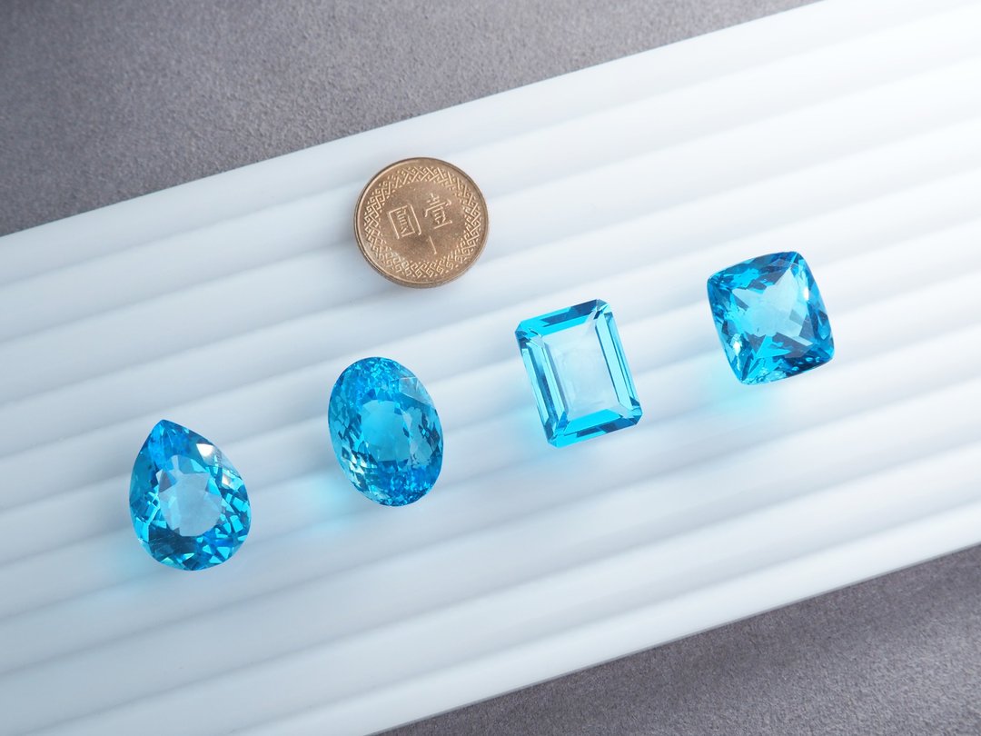 精选 拓帕石 Topaz | 火光强烈 晶体纯净 天然宝石  天然石 刻面 - 项链 - 宝石 蓝色