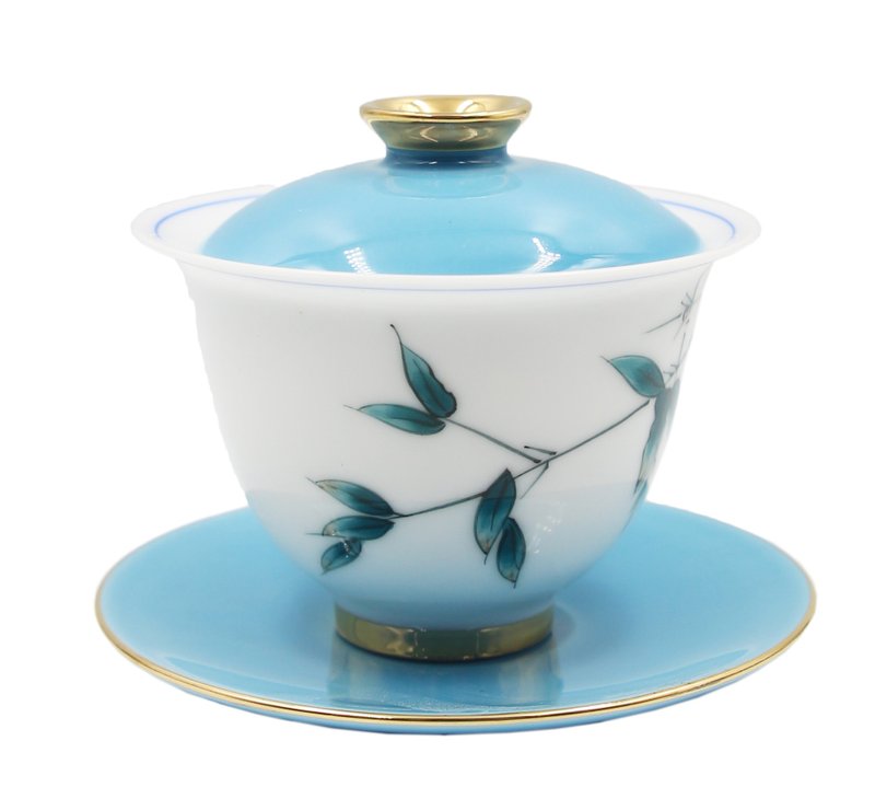 手绘盖碗杯 - 茶具/茶杯 - 陶 白色