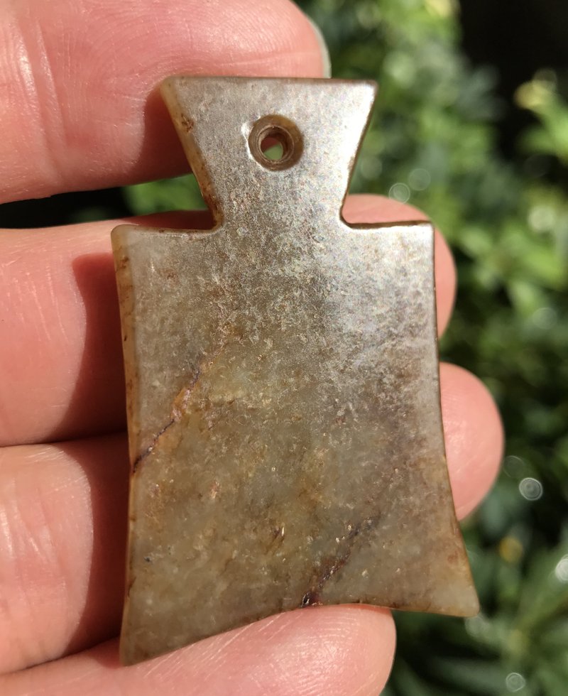 古玉 钱币13.7克 文化期 高古玉 老玉 新石器时代 玉壁 玉币 和田 - 吊饰 - 玉石 卡其色