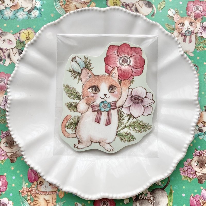 贴纸　春猫系列 - 贴纸 - 防水材质 蓝色