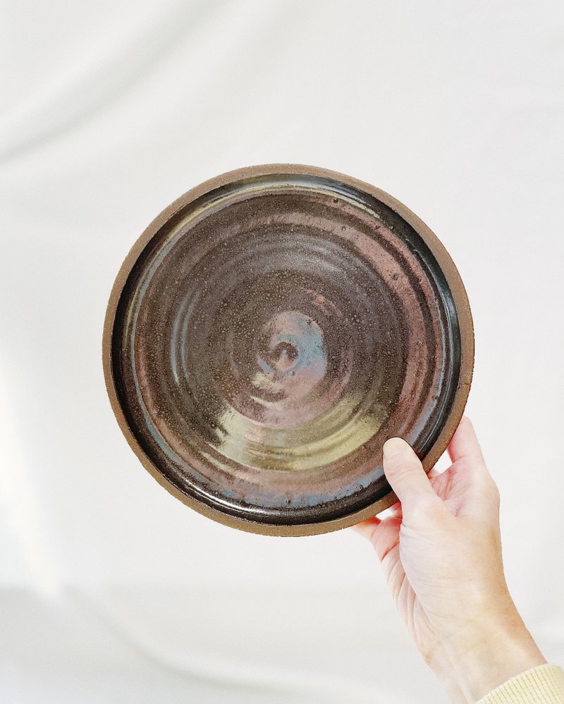 陶瓷手工 | 啡色中圆盘 / 餐盘 (19cm) - 盘子/餐盘/盘架 - 陶 咖啡色
