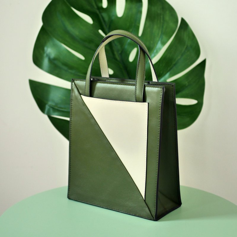 真皮托特包 Daniel Mini Tote 款 / Olive Green - 手提包/手提袋 - 真皮 绿色