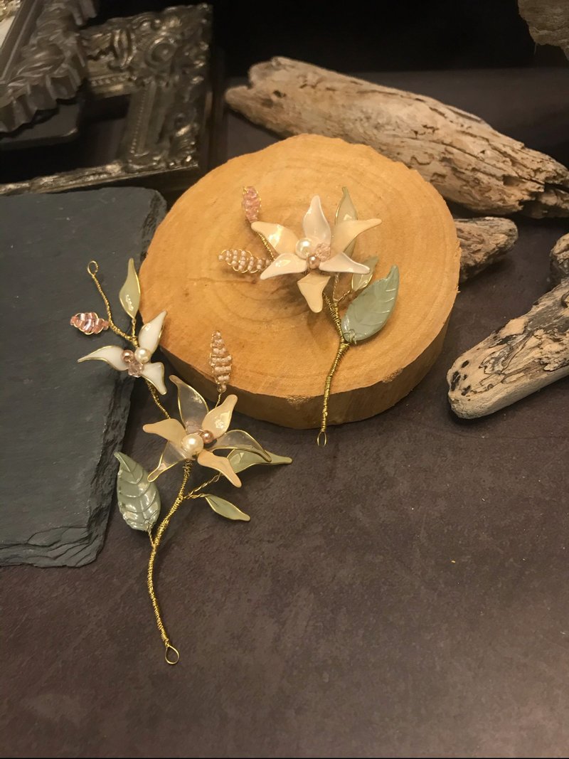 冒牌老板娘 king_boss秋月果实水晶花头饰组 - 发饰 - 其他材质 卡其色