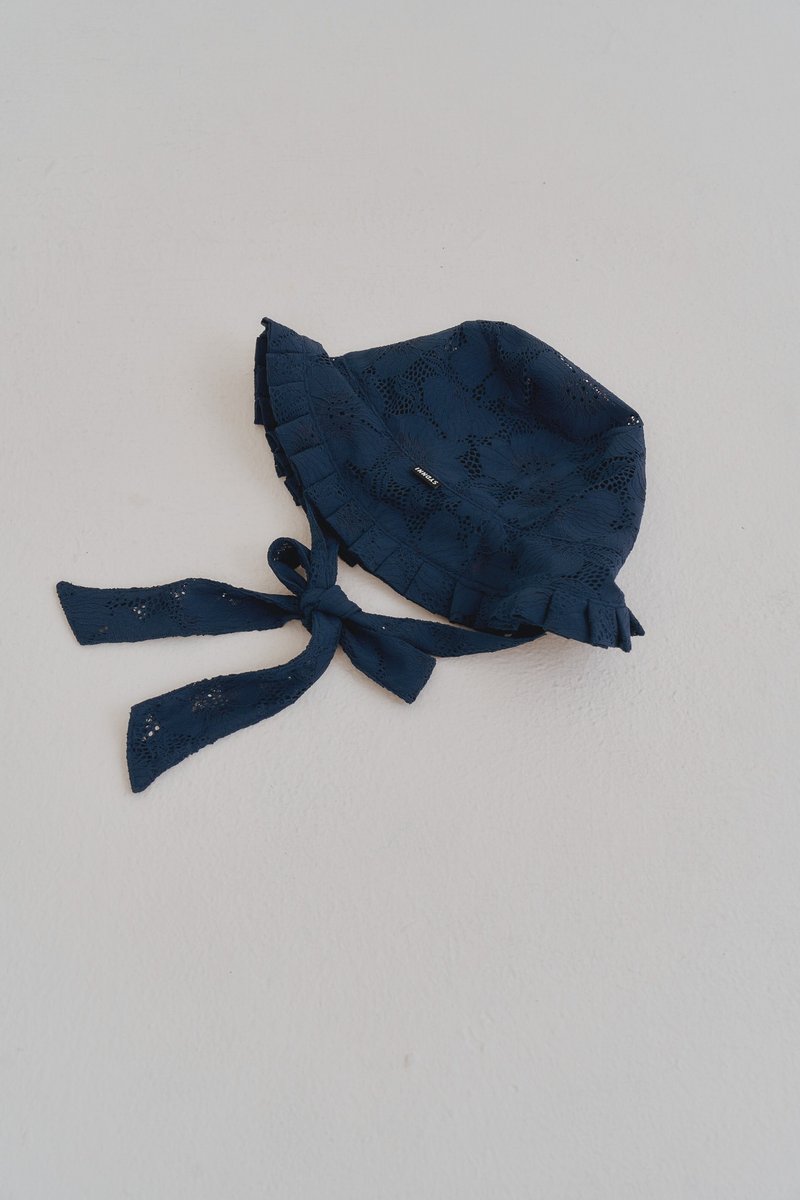 handmade lace pleated hat 手工细节百褶帽 navy blue 深邃蓝 - 帽子 - 聚酯纤维 蓝色