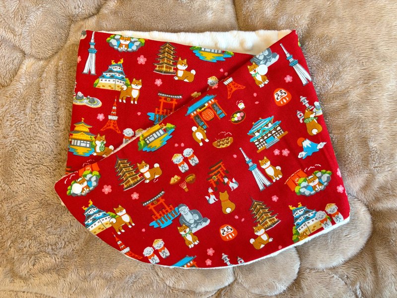 Hush Baby手工两用脖围领巾 L (红底柴犬 奶油白) - 围巾/披肩 - 其他材质 多色