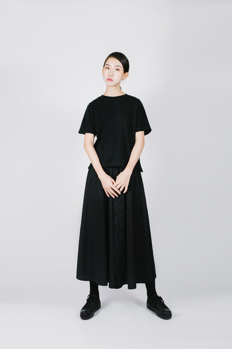 宽绑带造型宽裤裙 - 女装长裤 - 其他人造纤维 灰色