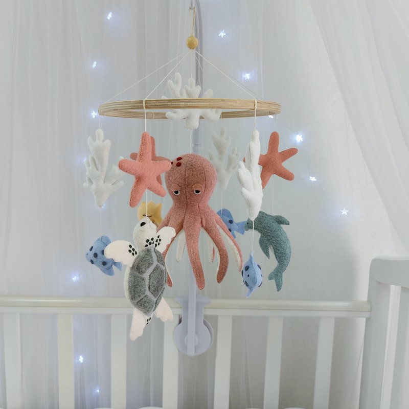 海洋床边旋转音乐玩具婴儿手机快乐床铃带投影仪 - 其他 - 环保材料 多色