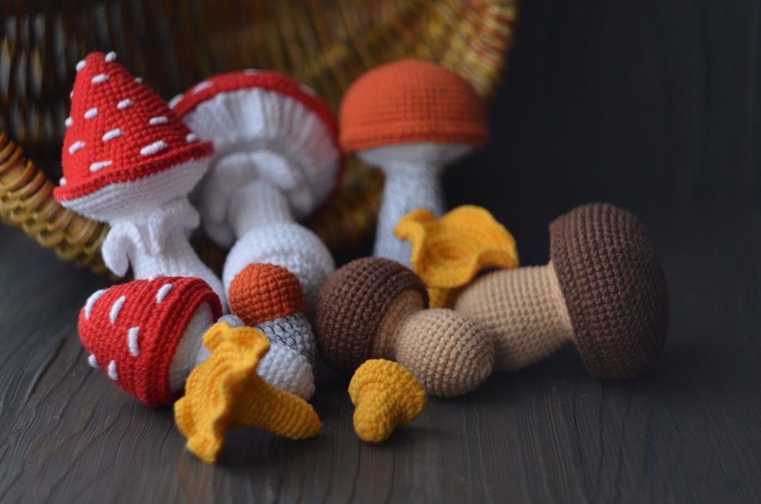 Mushroom Set, English Crochet Pattern PDF - 线上课程/教学影片 - 其他材质 