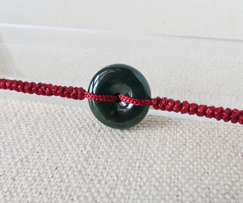 本命年【岁岁平安】老蓝水雪花棉平安扣翡翠丝光编织手链SW15开运 - 手链/手环 - 宝石 多色