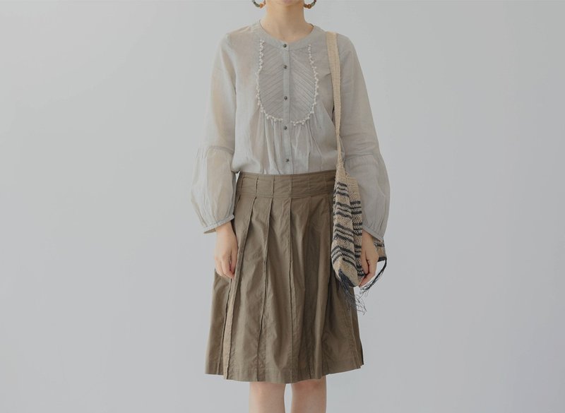 【豆荚】法式复古 森系风琴褶小衫 - 女装上衣 - 棉．麻 白色
