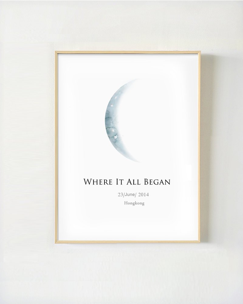 婚礼小物 结婚纪念日 定制化月亮图送老婆送老公 情侣纪念 礼物 - 海报/装饰画/版画 - 纸 