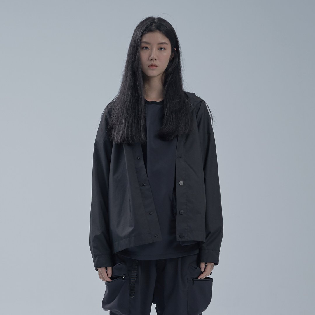 DYCTEAM - SISYPHUS / PLAID waterproof hoodie coat - 女装休闲/机能外套 - 聚酯纤维 黑色