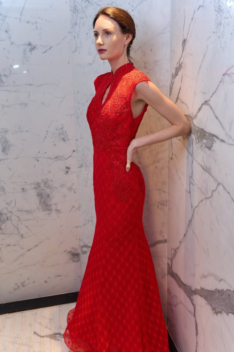 红色新娘旗袍 | 度身订造 | 香港设计 | 新娘裙 | 敬酒 - 旗袍 - 其他材质 