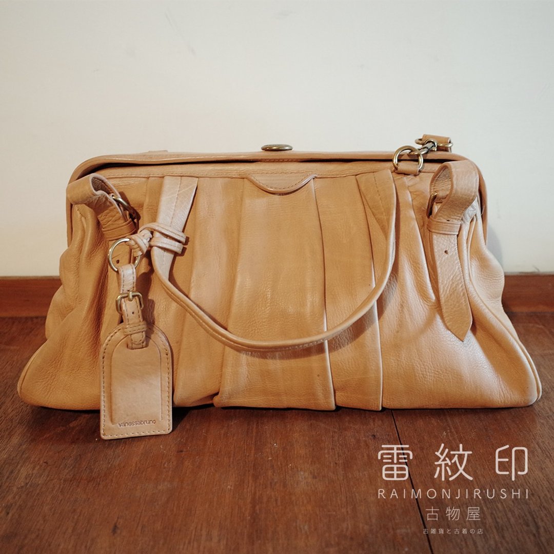 Vanessa Bruno 法国品牌 真皮 原色 上开式 医生包 复古皮包 侧背 - 侧背包/斜挎包 - 真皮 卡其色