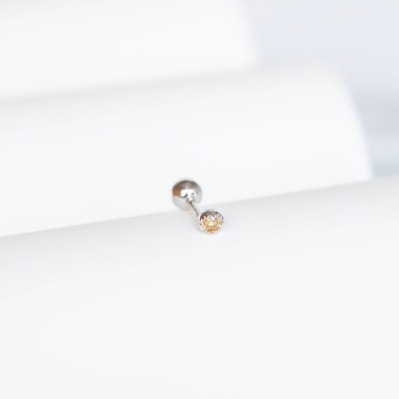 黄水晶925纯银迷你小宝石转珠耳环 - 戒指 - 宝石 银色