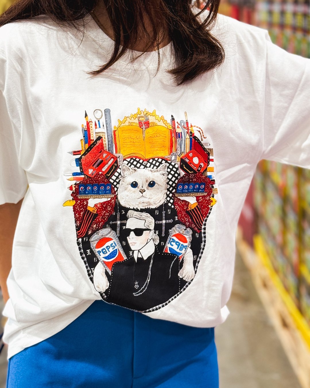 Karl Lagerfeld 插画 T-Shirt - 女装 T 恤 - 棉 多色