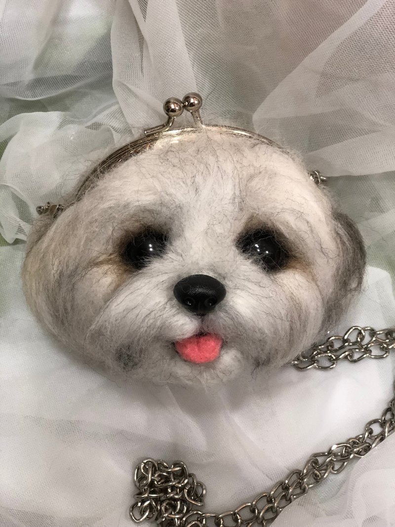 羊毛毡拟真爱犬口金包 - 皮夹/钱包 - 羊毛 