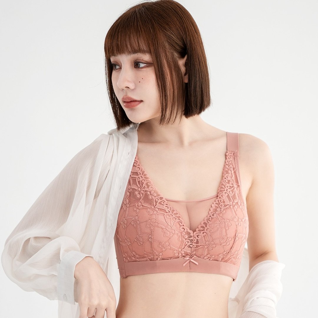 Pink Lady 无钢圈 CD罩杯 朝阳夕落 均匀薄衬 柔滑侧背片包覆内衣 - 女士内衣裤 - 尼龙 粉红色