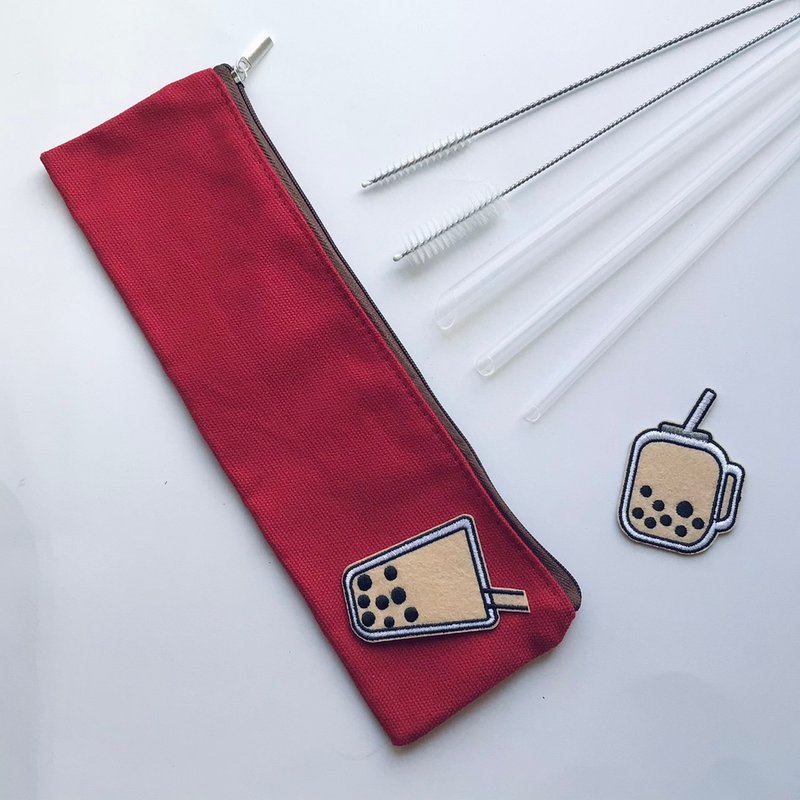 【附珍奶拉链收纳袋】SGS认证生医级美吉环保吸管5件组 - 环保吸管 - 其他材质 绿色