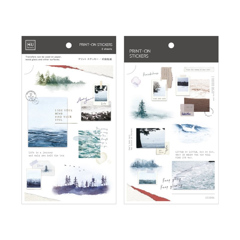 【Print-On Stickers 转印贴纸】no.177-静谧散策 | 插画师系列 - 贴纸 - 其他材质 蓝色